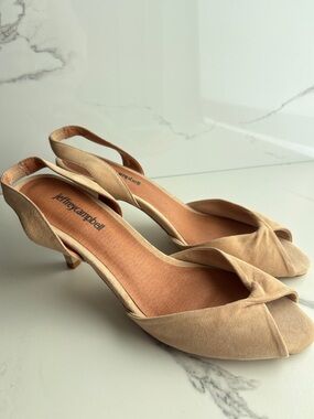 Jeffrey Campbell sz 8.5 Siyana Kitten Heels Suede Tan Beige